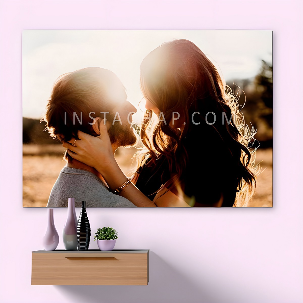 شاسی عکس عکس عاشقانه چاپ شده از زن و مرد در آغوش هم روی شاسی 50در70 سانت