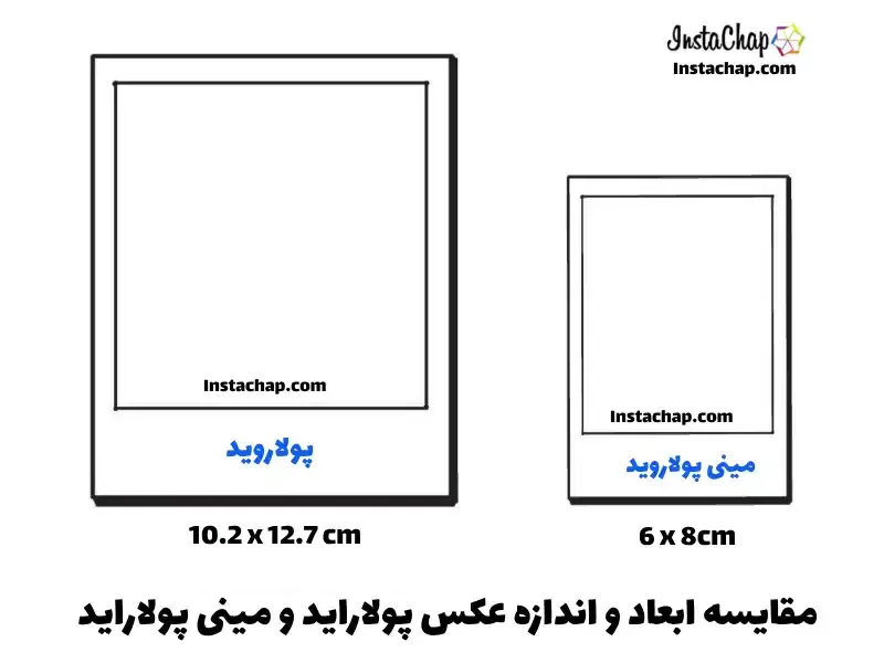 مقایسه ابعاد عکس پولاروید و مینی پولاروید